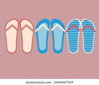 Flip flops as a hello summer element isolated, shoes as an element for design, flat vector stock illustration