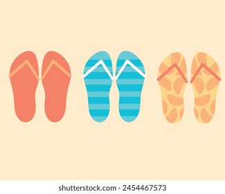 Flip flops for hot summer, shoes as an element for design, flat vector stock illustration