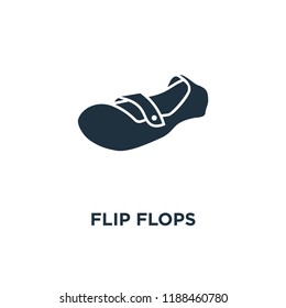 Flip Flops icon. Black filled vector illustration. Flip Flops symbol on white background. Can be used in web and mobile.