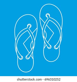 Flip flops icon blue outline style isolated vector illustration. Thin line sign