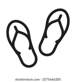 Flip flops icon. Editable line icon. Vector illustration