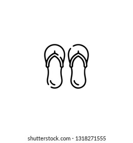 Flip flops icon, flat design line art thin style, vector illustration. Festive carnivals in Brazil and Mardi Gras in Venice
