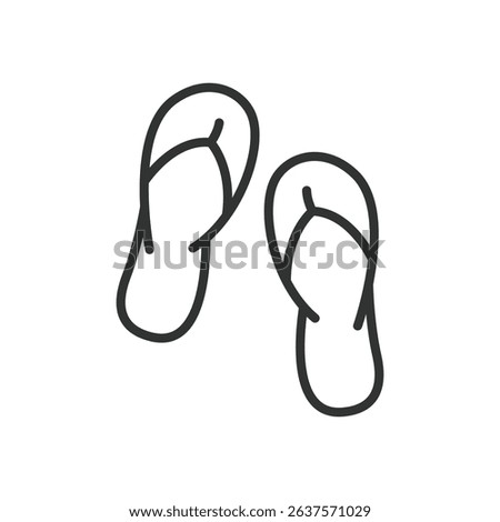 flip flops, icon in line design. Flip flops, sandals, footwear, beach, summer, casual, vacation on white background vector. flip flops editable stroke icon