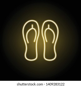 flip flops icon in neon style. Signs and symbols can be used for web, logo, mobile app, UI, UX