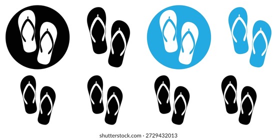 Flip Flops Icon Set, Summer Beach Sandal Vector Symbols,Vacation Footwear Collection,Flip flops icon for summer footwear,flip flops icon. flip flops vector
