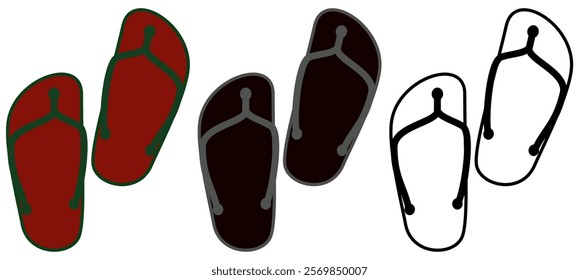 flip flops icon, simple flat style, pictogram logo sign symbol vector illustration, isolated on white for mobile app