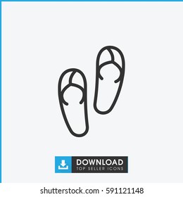 flip flops icon. Simple outline flip flops vector icon. On white background.