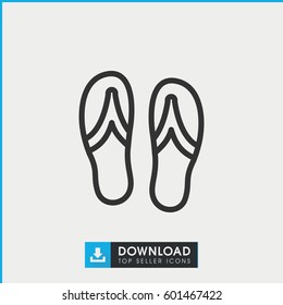 flip flops icon. simple outline flip flops vector icon. on white background.
