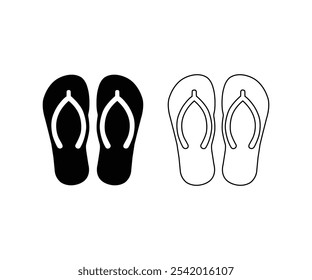 flip flops Icon. slipper flip flops vector icon design. summer slippers contour symbol. flip flops isolated on a white background.