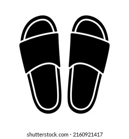 Flip flops icon. Summer beach slippers. Black silhouette. Top view in front. Vector simple flat graphic illustration. Isolated object on a white background. Isolate.