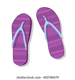 Flip Flops Icon Summer Slippers Foot Wear Flat Vector Illustration