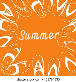 Flip Flops Icon Summer Slippers Foot Wear Set Collection Flat Vector Illustration