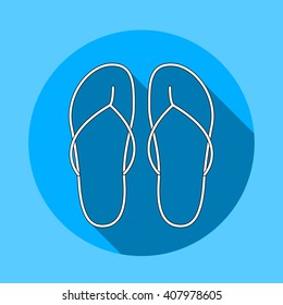Flip Flops Icon Summer Slippers Foot Wear Flat Vector Illustration