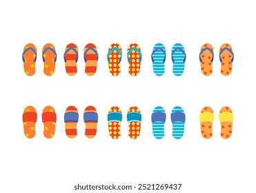 Flip flops icon symbol Flat style. collection of isolated cartoon illustrations