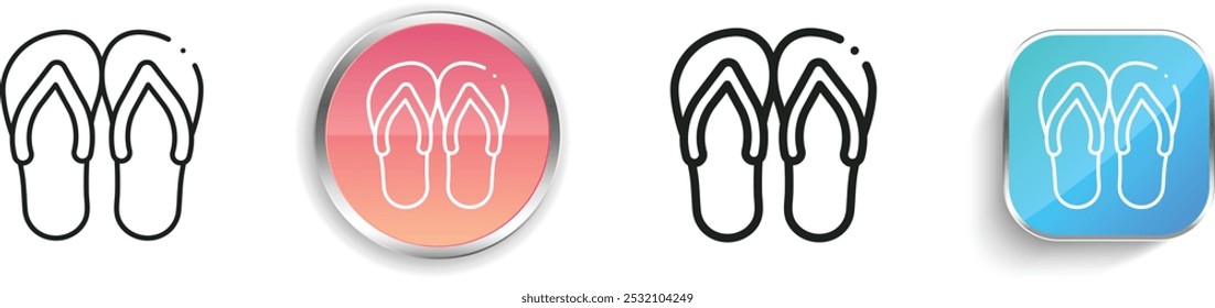 ícone de flip flops. Design fino, linear, regular e estilo botão isolado no fundo branco