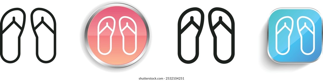 ícone de flip flops. Design fino, linear, regular e estilo botão isolado no fundo branco