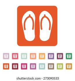 The flip flops icon. Vacation symbol. Flat Vector illustration. Button Set