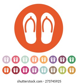 The flip flops icon. Vacation symbol. Flat Vector illustration. Button Set