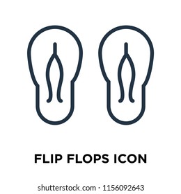 Flip flops icon vector isolated on white background, Flip flops transparent sign , thin symbols or lined elements in outline style