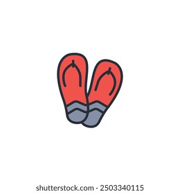 flip flops icon. vector.Editable stroke.linear style sign for use web design,logo.Symbol illustration.