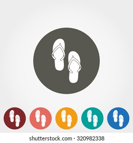 Flip flops. Icon for web and mobile application. Vector illustration on a button. Flat design style.