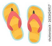 Flip flops illustration isolated on white background. Summer beach shoes design for vacation graphic