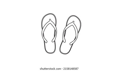 Flip Flops Illustration. Vector isolated linear black and white illustration