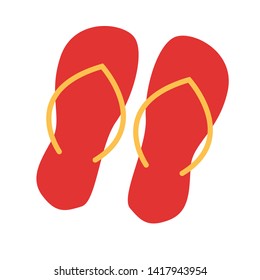 Flip flops isolate on a white background. Slippers icon. Colored flip flops red, yellow striped on white background. Vector illustration