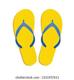 Flip flops isolate on a white background. Slippers icon. Colored flip flops yellow, blue striped. Vector illustration