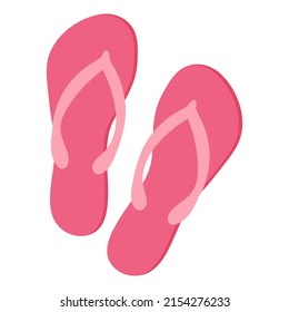 Flip flops isolated on white background. Slipper icon. Pink slippers. Vector illustration.