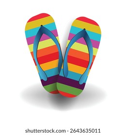 flip flops isolated on white, set with colorful summer flip flops for beach holiday