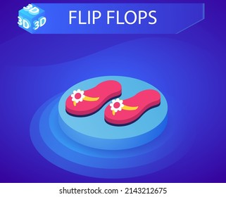 Icono de diseño isométrico Flip flops. Ilustración web de vectores. 3.ª colorida concepción