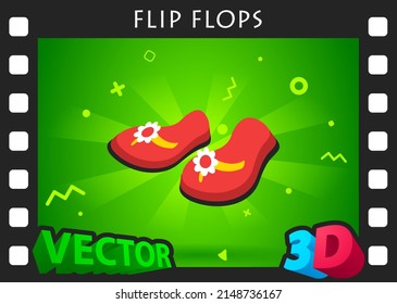 Flip-Flops isometrisches Design-Symbol. Vektorgrafik, Web-Illustration. 3D-Farbkonzept