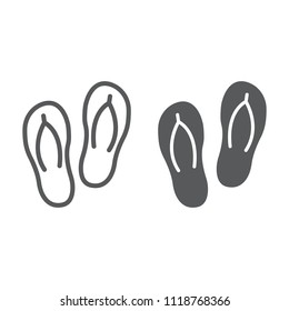 Flip flops line and glyph icon, travel and tourism, beach slippers sign vector graphics, a linear pattern on a white background, eps 10.