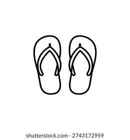 Flip flops line icon black and white beach sandals minimal vector illustration for summer vacation holiday design