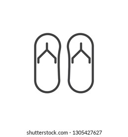 Flip flops line icon. linear style sign for mobile concept and web design. Summer slippers outline vector icon. Beach sandals symbol, logo illustration. Pixel perfect vector graphics