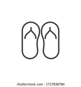 Flip flops line icon. linear style sign for mobile concept and web design. Slippers outline vector icon. Symbol, logo illustration. Vector graphics