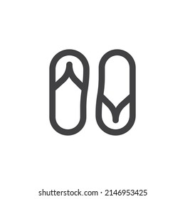 Flip flops line icon. linear style sign for mobile concept and web design. Summer slippers outline vector icon. Symbol, logo illustration. Vector graphics