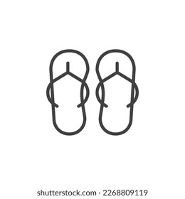 Flip flops line icon. linear style sign for mobile concept and web design. Summer slippers outline vector icon. Symbol, logo illustration. Vector graphics