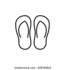 Flip flops line icon, outline vector sign, linear style pictogram isolated on white. Symbol, logo illustration. Editable stroke. Pixel perfect vector graphics