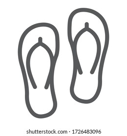 Flip flops line icon, summer and beach, footwear sign vector graphics, a linear icon on a white background, eps 10