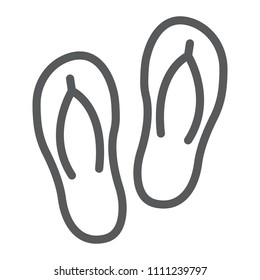 Flip flops line icon, travel and tourism, beach slippers sign vector graphics, a linear pattern on a white background, eps 10.