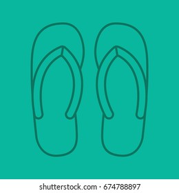 Flip flops linear icon. Summer slippers. Thin line outline symbols on color background. Vector illustration