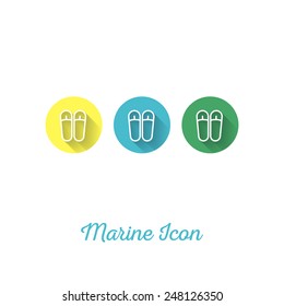 Flip Flops Marine Flat Icon - Webdesign Element with Long Shadow - Vector Illustration