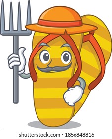 Flip flops mascot design working as a Farmer wearing a hat