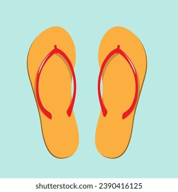 Flip flops orange flat vector illustration