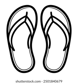 Flip flops outline coloring book page for kids