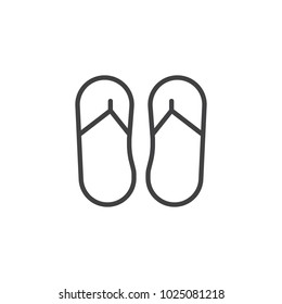 Flip flops outline icon. linear style sign for mobile concept and web design. Summer slippers foot wear simple line vector icon. Symbol, logo illustration. Pixel perfect vector graphics