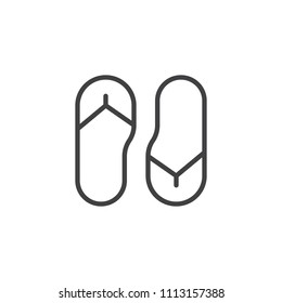 Flip flops outline icon. linear style sign for mobile concept and web design. Beach slippers simple line vector icon. Symbol, logo illustration. Pixel perfect vector graphics