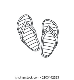 Flip flops outline icon. Simple linear sketch vector illustration